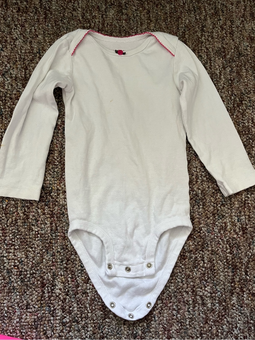 Carter's White Long-Sleeve Baby Bodysuit with Pink Trim